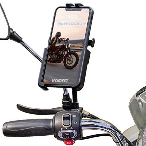 Homeet Motorrad Rückspiegel Handyhalterung Universal Smartphone Halterung aus Metall, 360° Drehbare Handy Motorrad Halterung für 4-7,2 Zoll Smartphone, für Moto Scooter von Homeet