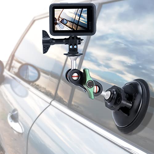 Homeet NEU Super Auto Saugnapfhalterung Kamera Saugnapf Stativ Action Kamera Saugnapf 1/4'' Kugelkopf 360 Grad Drehende für Kamera Camcorder Saugnapfhalter von Homeet