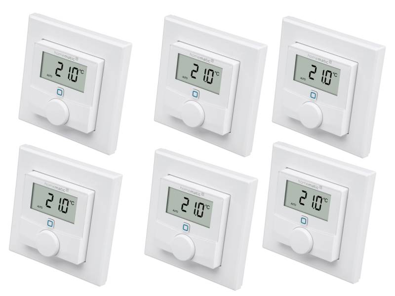 HOMEMATIC IP 156669A0, Wandthermostat mit Luftfeuchtigkeitssensor, 6 Stück von Homematic IP