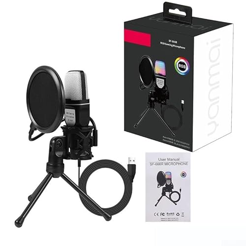 Homeponnew RGB-beleuchtetes USB-Mikrofon, geeignet für alle Arten der Inhaltserstellung von Podcasts bis hin zu Streams von Homeponnew