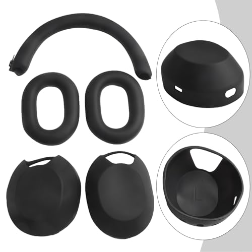 Schlanke und funktionale Silikonhülle für Sony WH1000XM5 Kopfhörer, um Schäden zu verhindern (schwarz) von Homeponnew