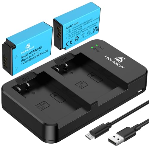 Homesuit LP-E17 Akku 1300mAh und LED Dual USB Ladegerät für Canon Rebel SL3 SL2 T8i T7i T6i T6s EOS R100 R10 R50 R8 RP M3 M5 M6 M6 Mark II 200D 77D 750D 760D 800D 8000D Kamera (2er-Pack) Homesuit LP-E17 Akku 1300mAh und LED Dual USB Ladegerät für Canon Rebel SL3 SL2 T8i T7i T6i T6s EOS R100 R10 R50 R8 RP M3 M5 M6 M6 Mark II 200D 77D 750D 760D 800D 8000D Kamera (2er-Pack) von Homesuit