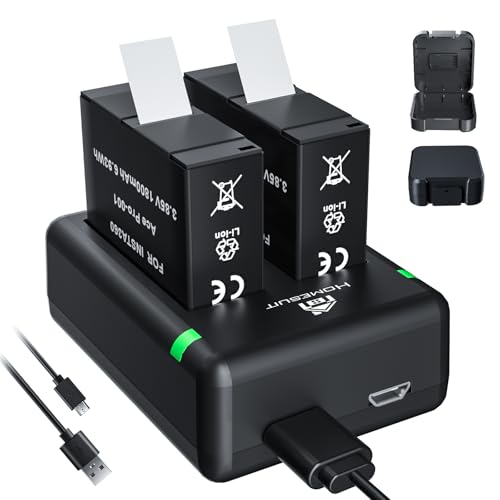 Homesuit 360 Ace Pro Akku 1800mAh und USB Ladegerät Kompatibel mit Insta360 Ace Pro/Insta360 Ace Kamera Inklusive Batteriebox mit SD-Kartenspeicher (2er-Pack) von Homesuit