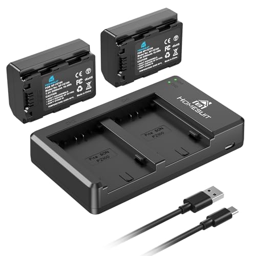 Homesuit NP-FZ100 Akku 2280mAh und Dual Ladegerät für Sony ZV-E1 FX3 FX30 A7RIII A7RV A7RIV A7SIII A7III A7IV A7C A7CII A6600 A6700 Alpha A1 A9 A9II A9III 9R A9R 9S Kameras (2er-Pack) von Homesuit