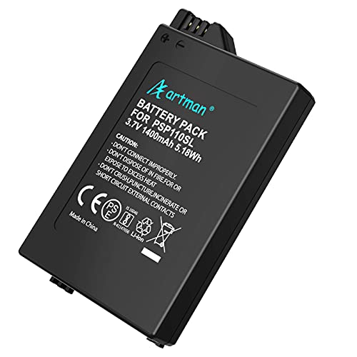 PSP-S110 Akku,Artman 1400mAh Ersatz PSP 2000 Akku PSP 3000 Akku kompatibel mit Sony PSP Slim & Lite (PSP-2000 /PSP-2004) /PSP Brite (PSP-3000 /PSP-3004) PSP-S110 Ersatzakku Batterie von Homesuit