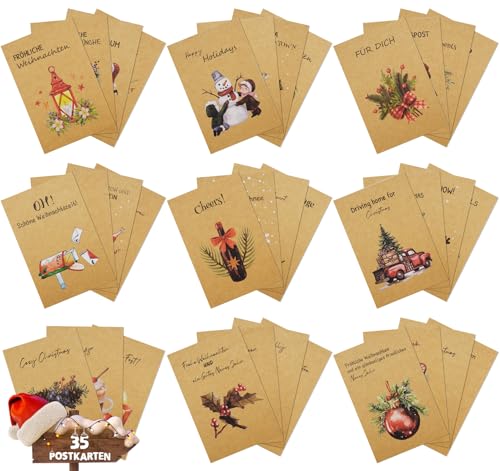 Homewit Weihnachtspostkarten Klein 35 Stück, A6 Weihnachtskarten Set,Kraftpapier Postkarte Weihnachten,10×15cm Deutsch Weihnachtskarte für die Familie Schönsten Weihnachtsgrüße (Weihnachtsfarben) Homewit Weihnachtspostkarten Klein 35 Stück, A6 Weihnachtskarten Set,Kraftpapier Postkarte Weihnachten,10×15cm Deutsch Weihnachtskarte für die Familie Schönsten Weihnachtsgrüße (Weihnachtsfarben) von Homewit