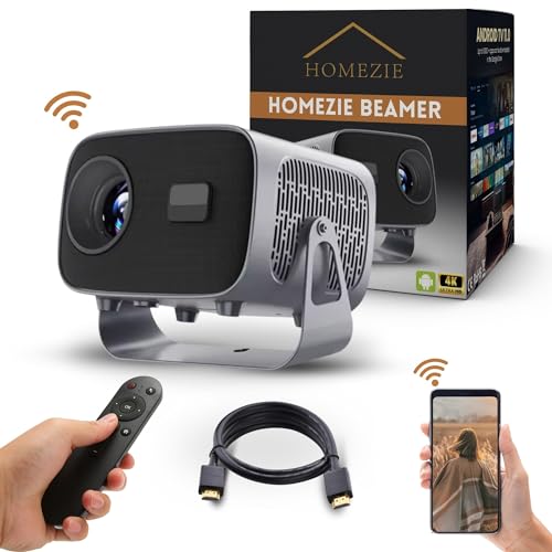 Homezie Beamer | Inklusive HDMI-Kabel & Fernbedienung | Bildschirmspiegelung von iPhone & Android | Trapezkorrektur | 4K-Unterstützung | Android 11 | Projektor Homezie Beamer | Inklusive HDMI-Kabel & Fernbedienung | Bildschirmspiegelung von iPhone & Android | Trapezkorrektur | 4K-Unterstützung | Android 11 | Projektor von Homezie