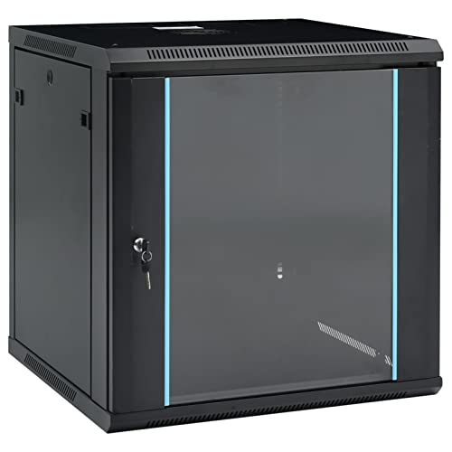 Homgoday 12U Wandschrank Netzwerkschrank 19 IP20 600x600x640mm Hängeschrank Hängeschrank Wandorganizer Schrank für Küche und Wohnzimmer Home Indoor Lagermöbel von Homgoday