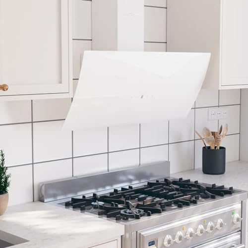 Homgoday Dunstabzugshaube 90 cm aus Stahl und weißem gehärtetem Glas, Möbeldekoration, Innen- und Außenmöbel für Wohnzimmer Büro von Homgoday