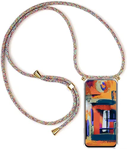 HomiTunky Handykette Handyhülle für One Plus Nord CE4 5G mit Band - Handy-Kette Handy Hülle mit Kordel zum Umhängen Handyanhänger Halsband Lanyard Case - Transparent Schutzhülle in Rainbow von HomiTunky