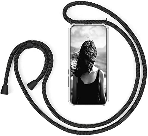 HomiTunky Handykette Handyhülle für Sony Xperia 5 V mit Band - Handy-Kette Handy Hülle mit Kordel zum Umhängen Handyanhänger Halsband Lanyard Case - Transparent Schutzhülle in Schwarz von HomiTunky