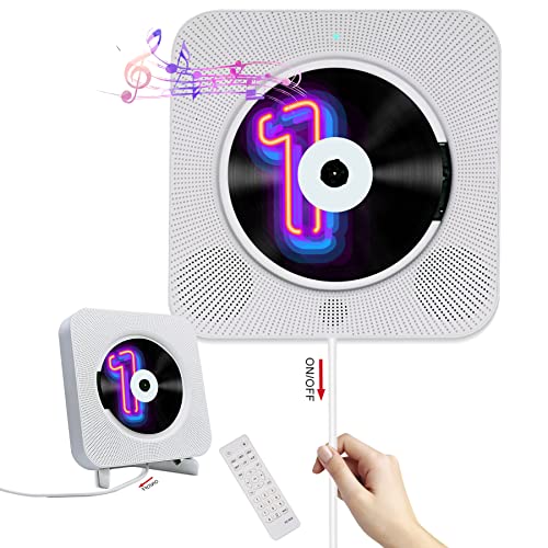 Wandmontierbarer CD-Player – Homlab Bluetooth-Desktop-CD-Player mit Lautsprechern, FM-Radio, Überspringschutz, tragbarer Musik-Player, Home-Audio-Boombox mit LCD-Display, Fernbedienung, AUX-Eingang von Homlab