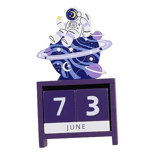 Homoyoyo 1 Stück Tischkalender Datum Heimdekoration Für Rustikal Weihnachtshemmung Astronaut -desktop -zubehör Countdown -kalender Heimkalender Desktop-kalender Hölzern Violett von Homoyoyo