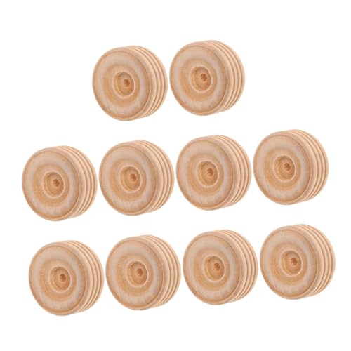 Homoyoyo 10 Stück Holzräder Modellauto Ersatzräder Autoräder Kleine Holzräder Holz Lkw Räder Mini Holz Bastelräder Holzspielzeug Lkw Räder Baum Beige von Homoyoyo