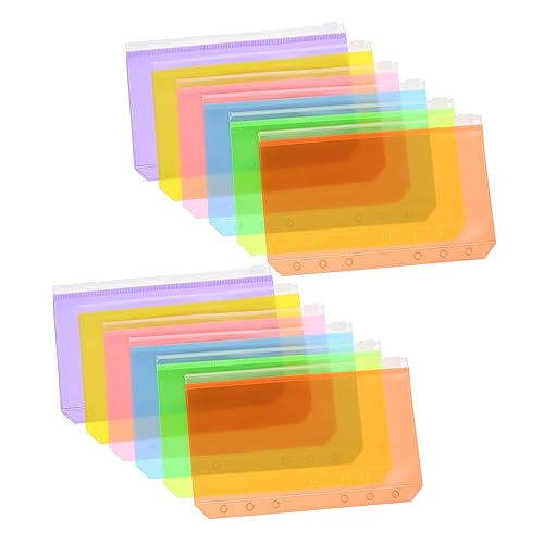 Homoyoyo 12Stücke Reißverschluss Ordner aus Hochwertigem Farbenfrohe Dokumentenaufbewahrung für Ring Notizblock für Büro und Schule Transparent und Langlebig von Homoyoyo