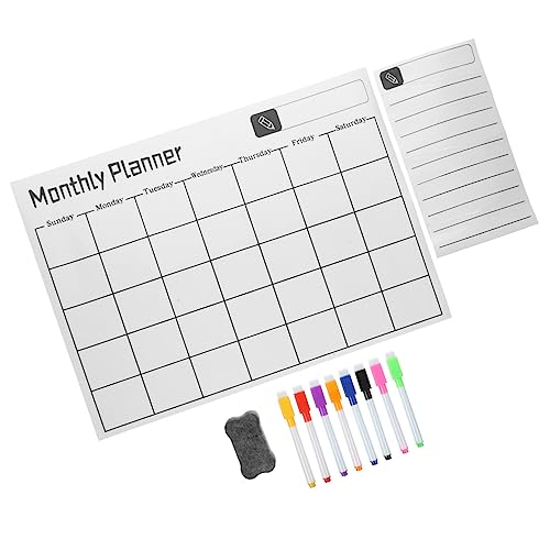 Homoyoyo 1Satz Magnetisches Schreibtafel Für Kühlschrank Abwischbare Planungstafel Mit Markern Reinigungsboard Und Papierrolle Für Monats Und Wochenplanung von Homoyoyo