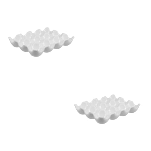 Homoyoyo 2 Stück 12 Eier tablett -Eier-Organizer Porzellan eierbehälter eiertablett Essenstablett Eierplatte Eierhalter aus Keramik Teufel Eierschale Regal Container von Homoyoyo