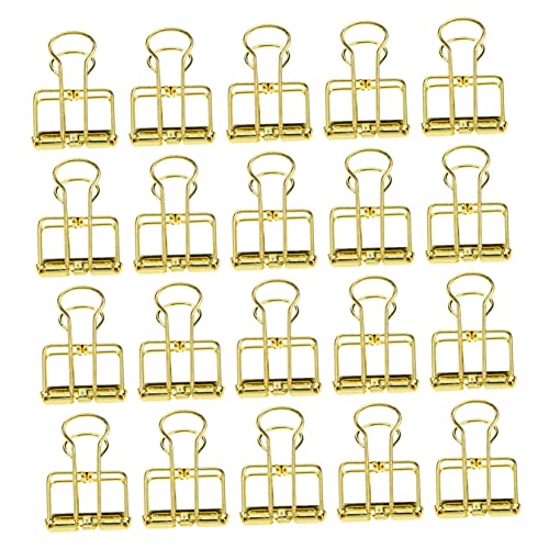 Homoyoyo 20 Stück Gold-Bürobedarf büroorganisation büroartikel Schreibwaren metallklemme Clip Schreibtisch Büroklammern aus Edelstahl Multifunktions-Ordnerklemmen Rostfreier Stahl Golden von Homoyoyo