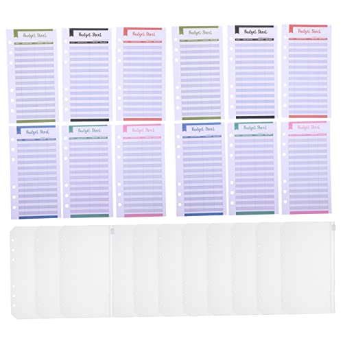Homoyoyo 24Stücke PVC Reißverschluss Ring Einlegeblätter für Haushaltsbuch und Budgetplanung Tragbar und Bequem für Ordner von Homoyoyo