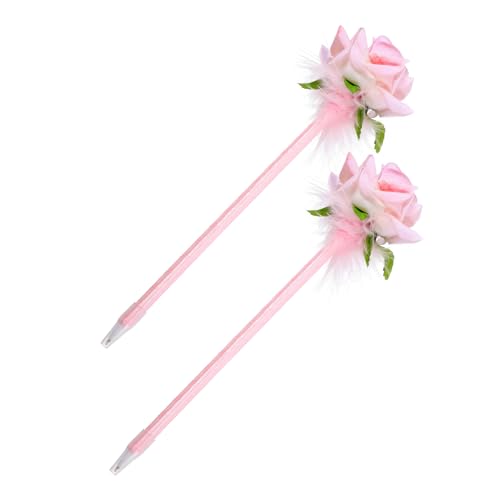 Homoyoyo 2Stücke Kreative Rosafarbene Kugelschreiber Mit Künstlichen Blumen Schreibutensilien Für Partys Perfektes Partygeschenk Für Feiern von Homoyoyo