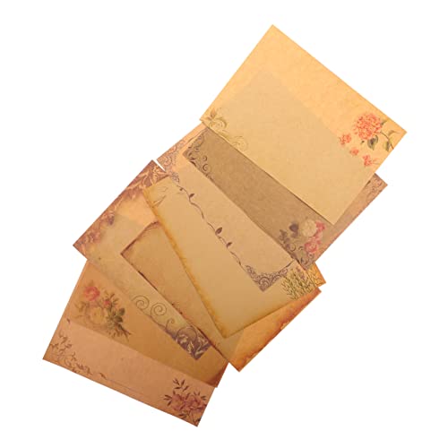 Homoyoyo 4er-pack Kraftpapier Briefpapier Schreibwaren Pergament Altes Papier Grenzpapier Decoupage-papiere Schreibpapier Mit Blattrand Gefüttert Blumen- Schreibutensilien Light Brown von Homoyoyo