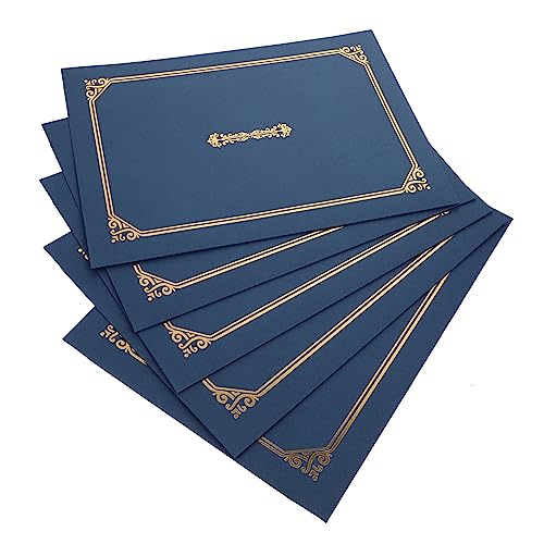 Homoyoyo 5 Stück Zertifikathüllen Personalisierte Abschlusszertifikathüllen Große Goldfolie Diplomhülle Rahmen Ausweishalter Büro Abschlusszertifikatsmappe Geprägt Blaues Papier von Homoyoyo