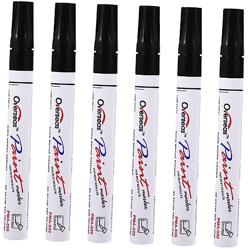 Homoyoyo 6 Stück Malstift schreibkladde stempelstifte für Marker Stifte markierstifte graffiti pen markers farbig werkzeug Auto Scratch De-Mark-Stift Auto Markierstift Plastik Black von Homoyoyo
