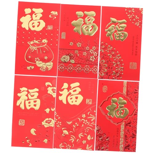 Homoyoyo 6Stücke Chinesische Neujahrs Geldtaschen Mit Roten Umschlägen Traditionelle Glücksumschläge Für Hochzeiten Und Feiern Drachenjahr Verschiedene Designs von Homoyoyo