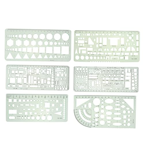 Homoyoyo 6Stücke Teiliges Geometrische Zeichenschablonen Lineal aus Hochwertigem Transparent für Präzise Messungen für Schule Büro Kunstdesign und Architektur von Homoyoyo
