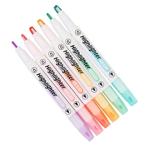 Homoyoyo 6Stücke Textmarker Doppelseitige Highlighter Mit Meißel Und Feinspitzen Pastellmarker Für Schule Und Büro Markieren Und Hervorheben von Homoyoyo