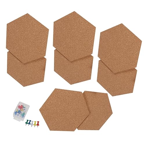 Homoyoyo 8 Stück Nachricht Korktafel Schreibtisch Korkplatte Desktop selbst X büroorganisation bürodeko fotowand sechseckige Fototafel aus Holz Wandhintergrund Message Board Hölzern von Homoyoyo