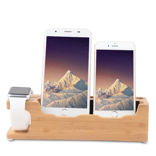 Homoyoyo Bambus Ladestation Für Watch Desktop Handyhalterung Kompatibel Mit Watch Praktischer Telefon Ladeständer Eleganter Bambus Holzdesign von Homoyoyo