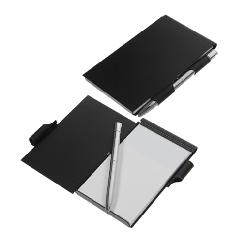 Homoyoyo Mini Notizblock Mit Stift Nachfüllbarer Aluminium Notizbuchhalter Schwarzes Metall Tagebuch Für Büro Und Reisen Praktischer Shell Notizblock von Homoyoyo