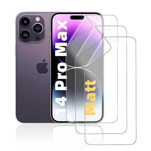 HonJenSeoa Matt Hydrogel Folie für iPhone 14 Pro Max, 3 Stück Entspiegelte Displayschutzfolie TPU Schutzfolie, Stoß-Kratzfest TPU, Anti-Fingerabdruck HonJenSeoa Matt Hydrogel Folie für iPhone 14 Pro Max, 3 Stück Entspiegelte Displayschutzfolie TPU Schutzfolie, Stoß-Kratzfest TPU, Anti-Fingerabdruck von HonJenSeoa