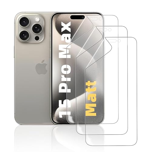 HonJenSeoa Matt Hydrogel Folie für iPhone 15 Pro Max, 3 Stück Entspiegelte Displayschutzfolie TPU Schutzfolie, Stoß-Kratzfest TPU, Anti-Fingerabdruck HonJenSeoa Matt Hydrogel Folie für iPhone 15 Pro Max, 3 Stück Entspiegelte Displayschutzfolie TPU Schutzfolie, Stoß-Kratzfest TPU, Anti-Fingerabdruck von HonJenSeoa