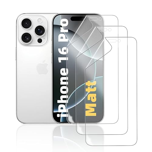 HonJenSeoa Matt Hydrogel Folie für iPhone 16 Pro, 3 Stück Entspiegelte Displayschutzfolie TPU Schutzfolie, Stoß-Kratzfest TPU, Anti-Fingerabdruck HonJenSeoa Matt Hydrogel Folie für iPhone 16 Pro, 3 Stück Entspiegelte Displayschutzfolie TPU Schutzfolie, Stoß-Kratzfest TPU, Anti-Fingerabdruck von HonJenSeoa