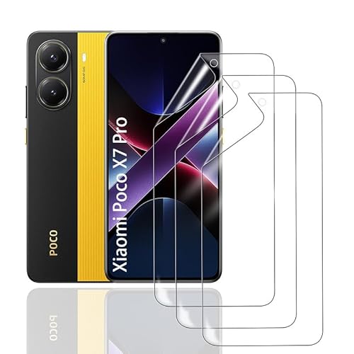 HonJenSeoa Hydrogel Displayschutzfolie für Xiaomi Poco X7 Pro, 3 Stück TPU Hydrogel Folie Schutzfolie, FaceID kompatibe, Kratzfest Keine Blasen Hochempfindliche von HonJenSeoa