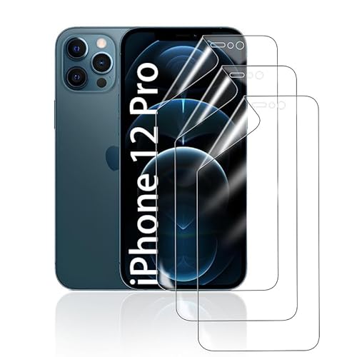 HonJenSeoa Hydrogel Displayschutzfolie für iPhone 12 Pro, 3 Stück TPU Hydrogel Folie Schutzfolie, FaceID kompatibe, Kratzfest Keine Blasen Hochempfindliche von HonJenSeoa