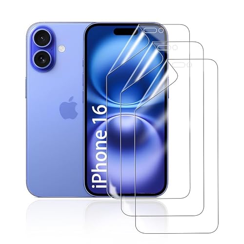 HonJenSeoa Schutzfolie für iPhone 16, 3 Stück Weich TPU Hydrogel Displayschutzfolie mit Positionierhilfe Fingerabdruck-ID Unterstützen Kratzfest Keine Blasen HonJenSeoa Schutzfolie für iPhone 16, 3 Stück Weich TPU Hydrogel Displayschutzfolie mit Positionierhilfe Fingerabdruck-ID Unterstützen Kratzfest Keine Blasen von HonJenSeoa