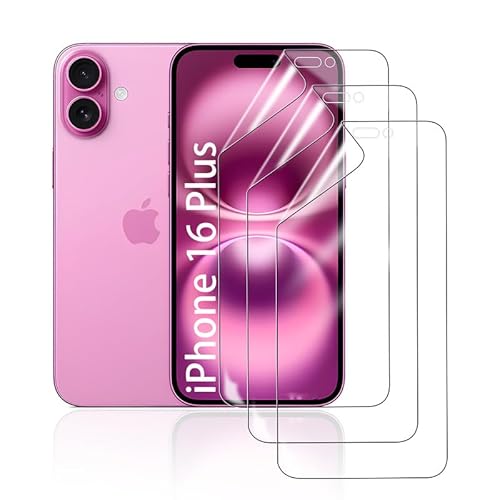 HonJenSeoa Schutzfolie für iPhone 16 Plus, 3 Stück Weich TPU Hydrogel Displayschutzfolie mit Positionierhilfe Fingerabdruck-ID Unterstützen Kratzfest Keine Blasen HonJenSeoa Schutzfolie für iPhone 16 Plus, 3 Stück Weich TPU Hydrogel Displayschutzfolie mit Positionierhilfe Fingerabdruck-ID Unterstützen Kratzfest Keine Blasen von HonJenSeoa