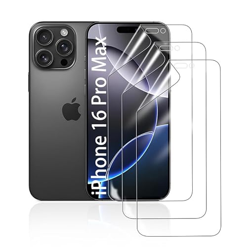HonJenSeoa Schutzfolie für iPhone 16 Pro Max, 3 Stück Weich TPU Hydrogel Displayschutzfolie mit Positionierhilfe Fingerabdruck-ID Unterstützen Kratzfest Keine Blasen HonJenSeoa Schutzfolie für iPhone 16 Pro Max, 3 Stück Weich TPU Hydrogel Displayschutzfolie mit Positionierhilfe Fingerabdruck-ID Unterstützen Kratzfest Keine Blasen von HonJenSeoa