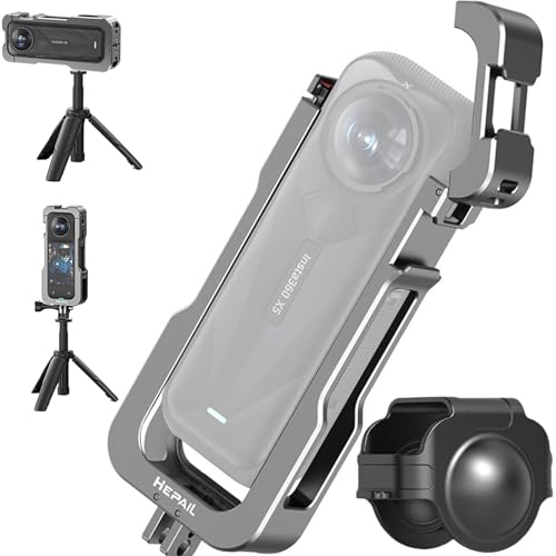Honbobo Kamera Halterung für Insta360 X5, Rahmen+Linsenkappe, Schutzrahmen Metall Cage Käfig Erweiterungs Halter Zubehör für Insta360 X5 von Honbobo