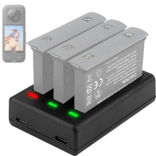Honbobo Ladegerät kompatibel mit Insta360 X3, X3 Akku-Ladegerät Batterieladegerät X3 Kamera DREI Akkus Ladegerät X3 Zubehör von Honbobo
