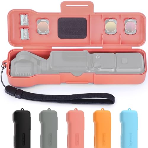 Honbobo Osmo Pocket 3 Hülle, Schutzhülle Gimbal Screen Lens Protector für DJI Osmo Pocket 3, Filter/SD Card Case Zubehör für DJI Pocket 3 (Rosa) von Honbobo