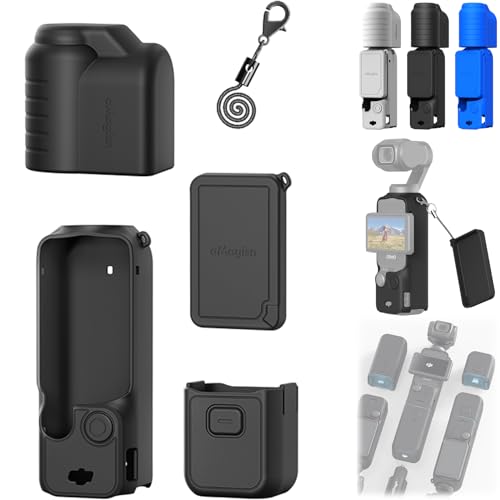 Honbobo Osmo Pocket 3 Schutzhülle kompatibel mit DJI Osmo Pocket 3 Kameragehäuse/Objektivgehäuse/Bildschirmabdeckung/Griffabdeckung/Lanyard Pocket 3 Zubehör (Black-Standard) von Honbobo