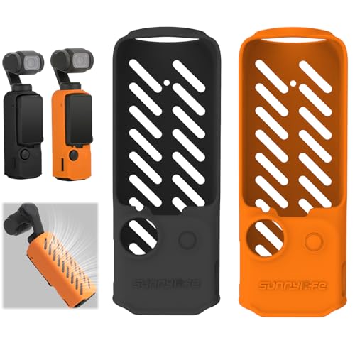 Honbobo Schutzhülle Silikonhülle kompatibel mit DJI Osmo Pocket 3 Silikon-Schutzhülle Osmo Pocket 3 Schutz Zubehör Wärmeableitung (Black+Orange) von Honbobo