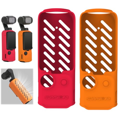 Honbobo Schutzhülle Silikonhülle kompatibel mit DJI Osmo Pocket 3 Silikon-Schutzhülle Osmo Pocket 3 Schutz Zubehör Wärmeableitung (Red+Orange) von Honbobo