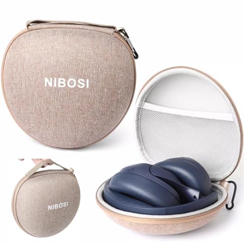 Honbobo Tasche Case für JBL Tune 760 NC, JBL Tune 770 NC, Soundcore von Anker Q20i, Tragetasche mit Haken für Faltbare Bluetooth Kopfhörer,18 * 17 * 8.3CM (Brown) von Honbobo