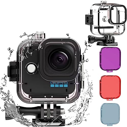 Honbobo Wasserdichtes Gehäuse kompatibel mit GoPro Hero 11 Black Mini, 45M Unterwasser Tauchgehäuse + 3pcs Tauchfilter kompatibel mit Gopro Hero 11 Mini von Honbobo