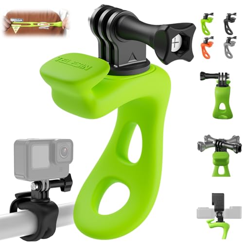 Honbobo Zubehör für GoPro Hero 13 12 11/DJI Osmo Action 5 Pro/Insta360/DJI Action Kamera Silicone Mount Flexible Halterung (Green) von Honbobo